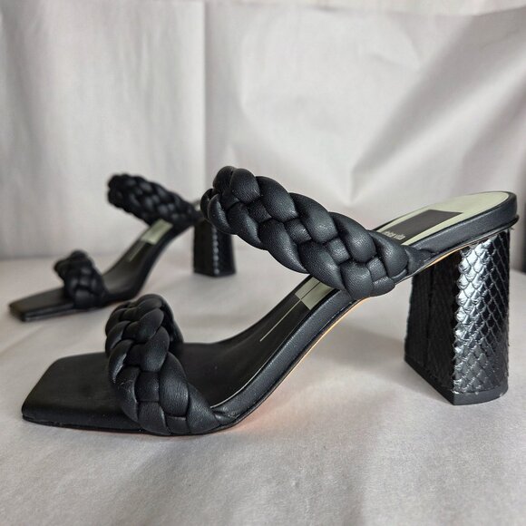 Dolce Vita Shoes - Dolce Vita Women's Paily Black Stella Slip-on Braided Sandal Heels Sizes 6.5, 5